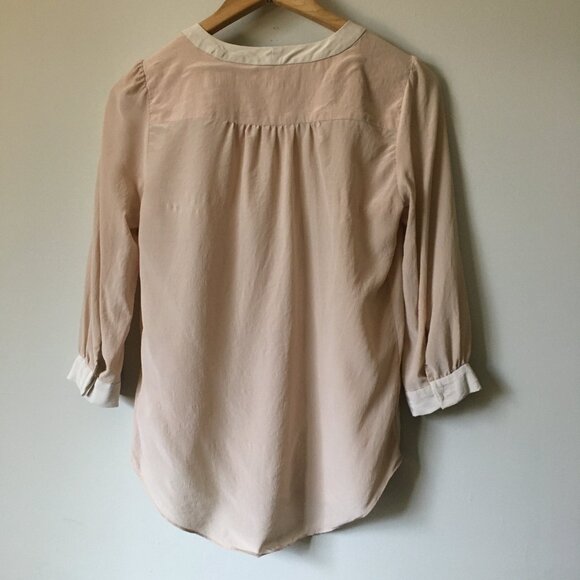 Babaton 100% Silk Two Tone Tie Neck Blouse - Picture 3 of 15